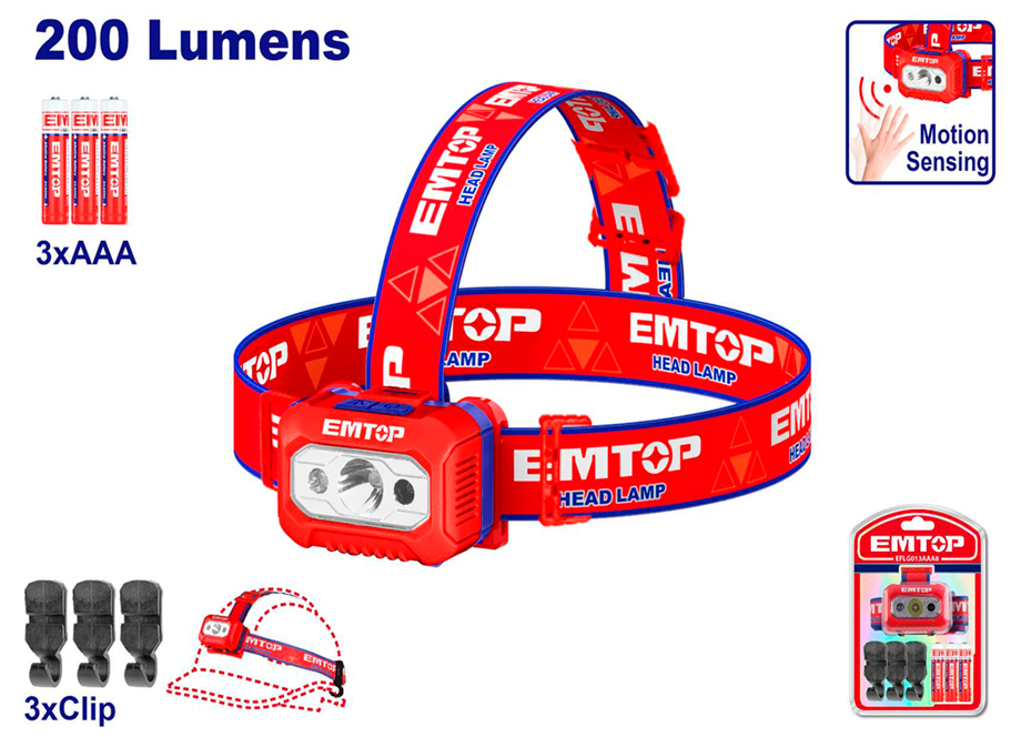 LINTERNA FRONTAL LED PARA CABEZA EMTOP