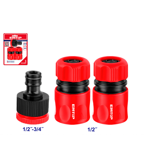 JUEGO 3 CONECTORES MANGUERA 1/2